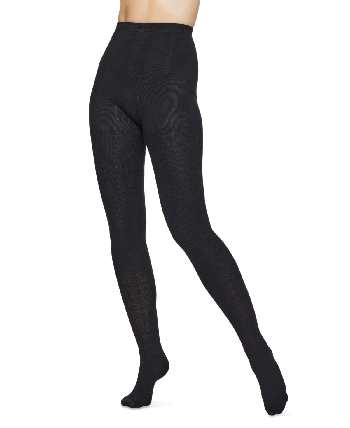 Hue Women's Cable-knit Sweater Tights In Black