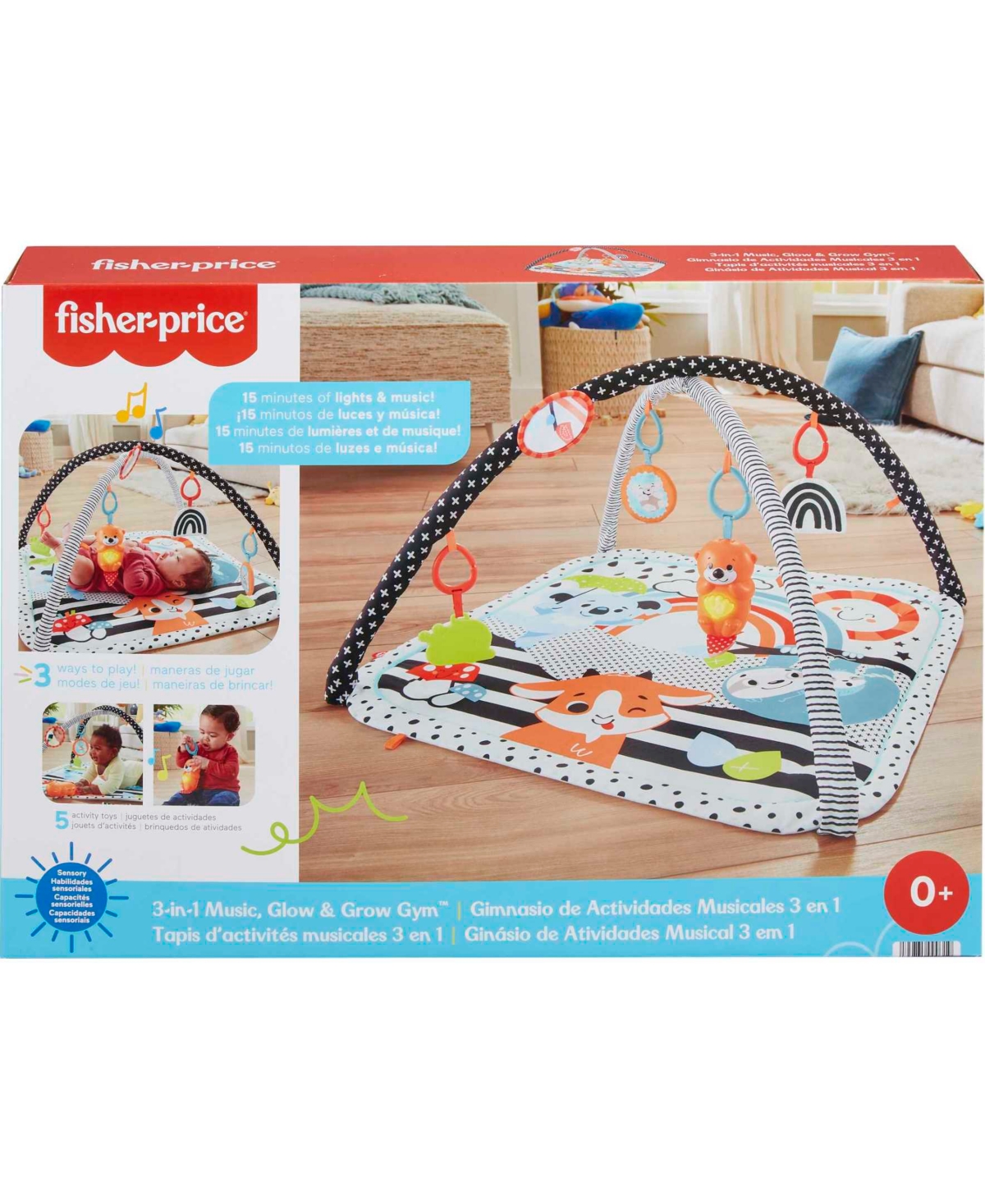 Shop Fisher Price 3-in-1 Music, Glow And Grow Gym Activity Play Mat In Multi-color