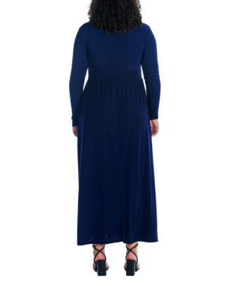 Plus Size Long Sleeve V-neck Maxi Dress