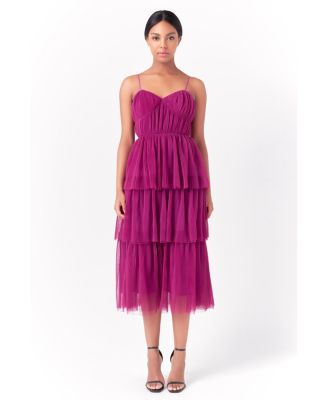 Women's Tulle Tiered Midi Dress