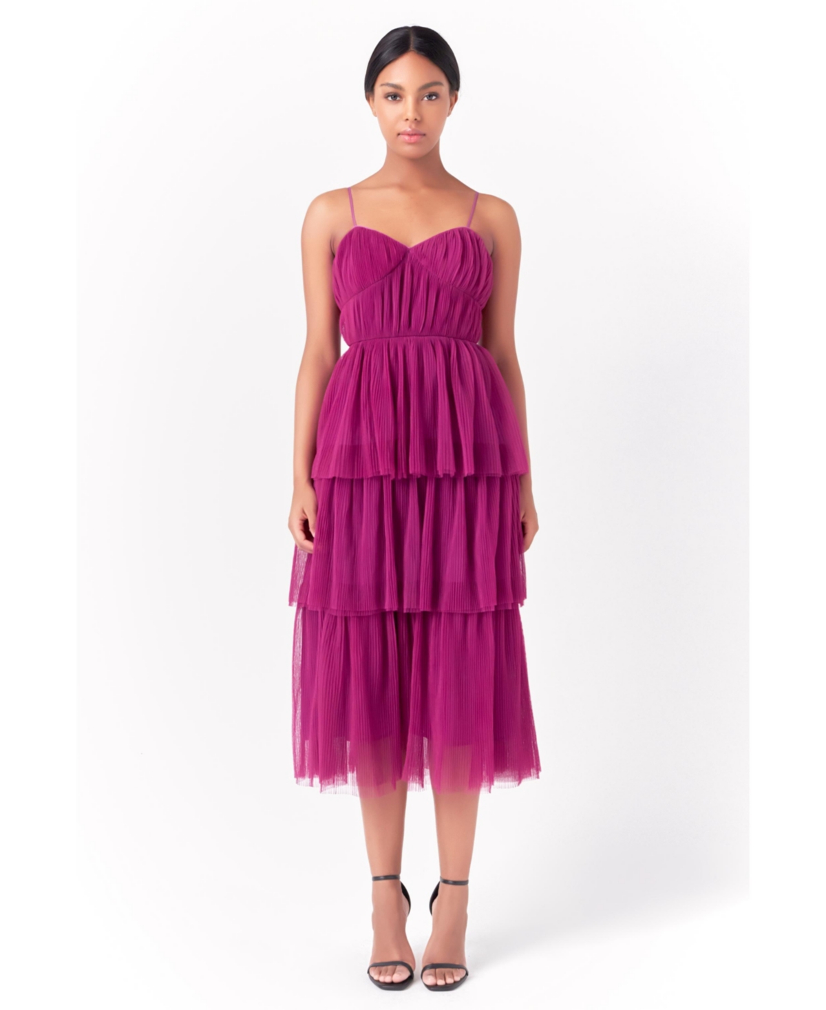 Women's Tulle Tiered Midi Dress