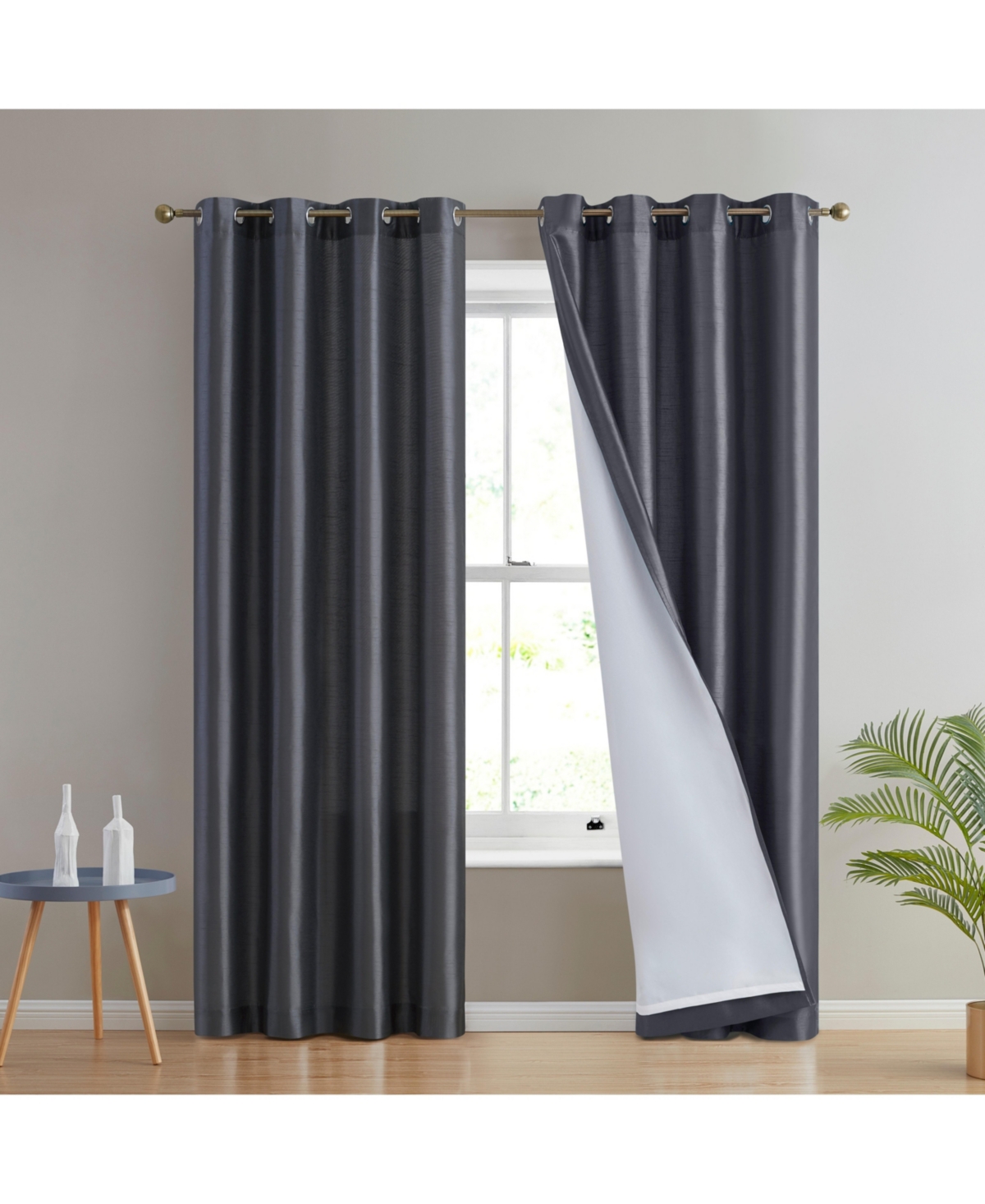 Hlc.me Jefferson Faux Silk Semi Sheer Light Filtering Microfiber Lined Grommet Lightweight Window Curtains Drapery for Bedroom