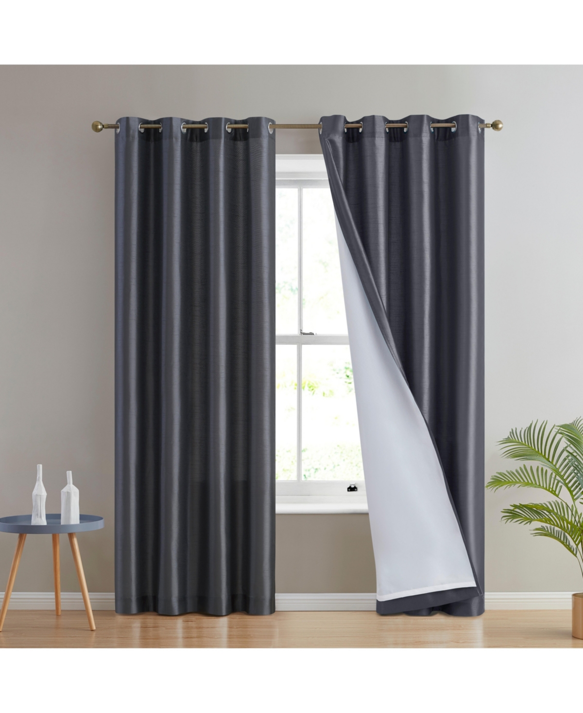 HLC.ME Abbey Faux Linen Textured Semi Sheer Privacy Sun Light Filtering Transparent Window Grommet Short Thick Curtains Drapery Panels for Bedroom 