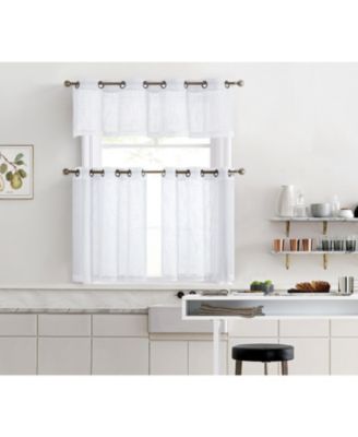 Abbey Faux Linen Textured Semi Sheer Privacy Light Filtering Transparent Grommet Short Thick Cafe Curtain Tiers for Small Windows, Set of 2