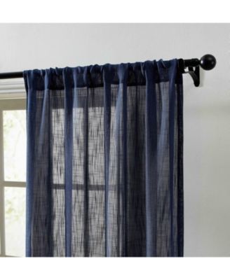 Linda Faux Linen Textured Semi Sheer Privacy Light Filtering Transparent Window Rod Pocket Thick Curtains Drapery Panels, Set of 2