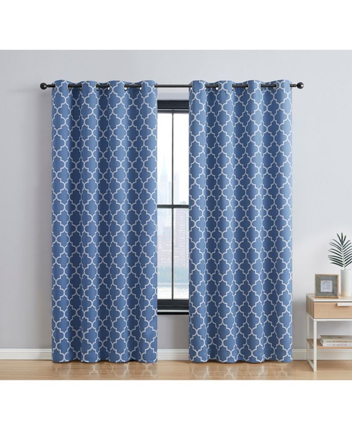 HLC.me Lattice Print Drape Blackout Curtains Pattern Weather