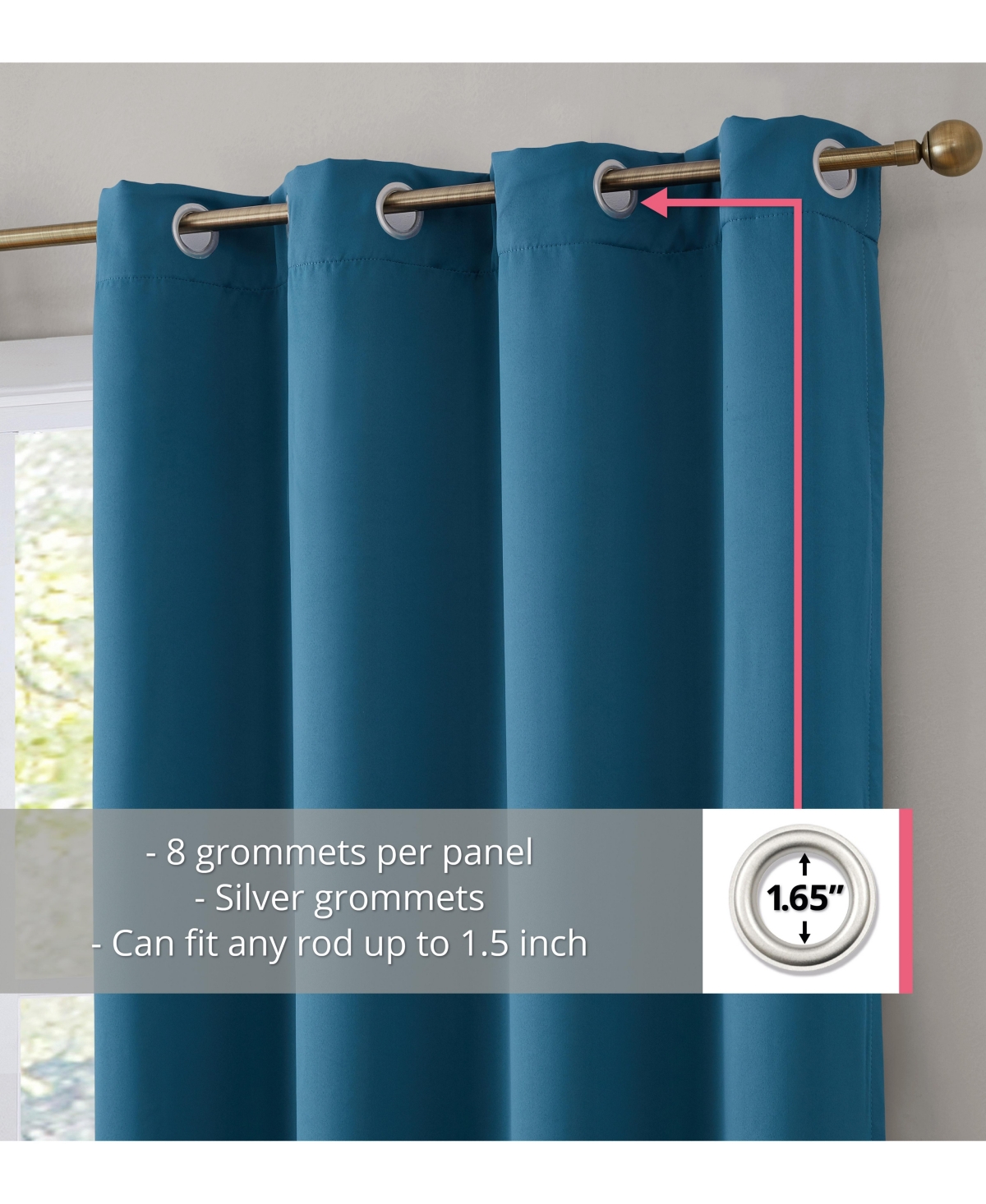 Hlc.me Dakota 100% Complete Blackout Lined Drapery with Double Layer Thermal Insulated Energy Efficient Window Curtain Grommet Panels for Bedroom & Li