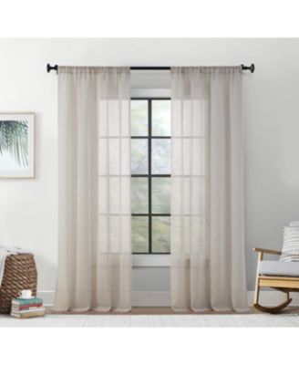 Penelope Faux Linen Textured Semi Sheer Privacy Sun Light Filtering Transparent Window Pocket Hole Thick Curtains Drapery Panels for Bedroom & Living Room, 2 Panels