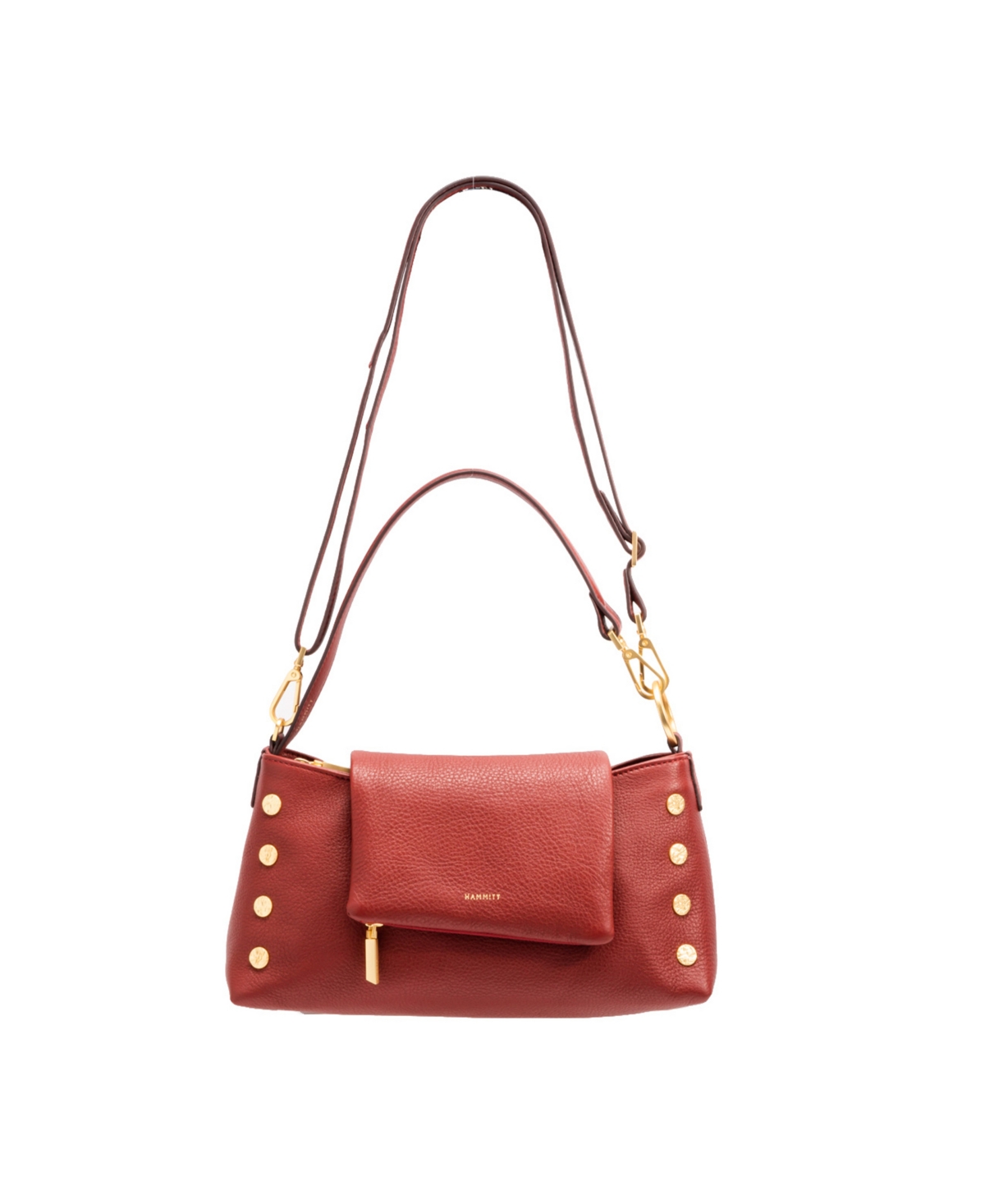 Hammit Vip Small High Shine Leather Satchel - Chaparral Raffia/gm