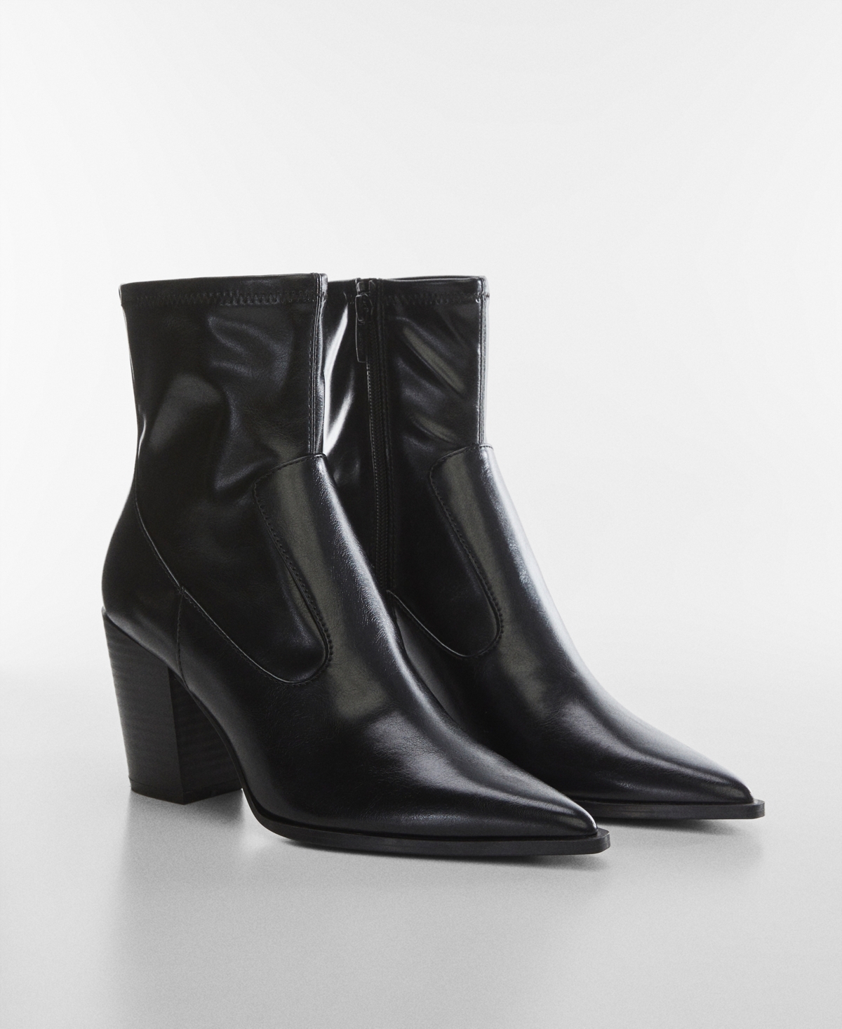 Shop Mango Women's Pointy Elasticated Ankle Boots In Black