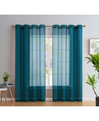 2 Piece Semi Sheer Voile Window Curtain Drapes Grommet Panels for Bedroom, Living Room & Kids Room