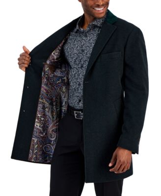 Men's Three-Button Wool Blend Overcoat 