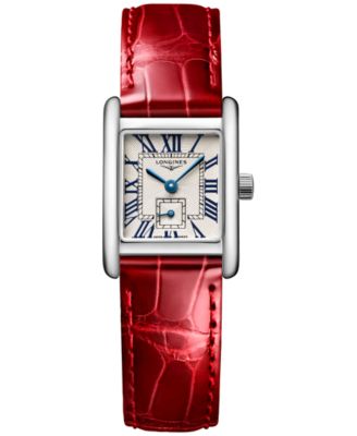 Longines Women s Swiss Mini DolceVita Red Strap Watch 22x29mm Macy s