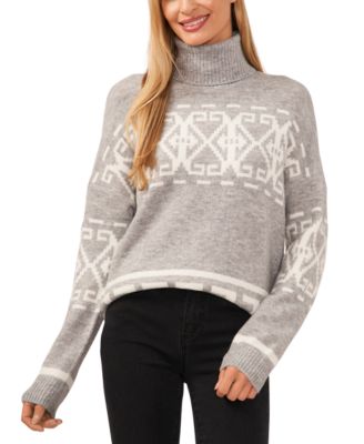 CeCe - Women's Fair Isle Turtleneck Sweater
