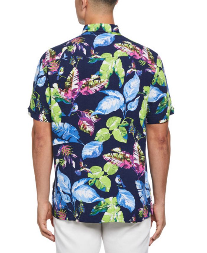 Cubavera Men's Short Sleeve Leaf Print Button-Front Shirt - Macy's