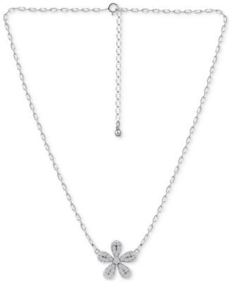 Giani Bernini Cubic Zirconia Pavé Flower Pendant Necklace in