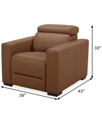 Nevio 39" Leather Power Recliner and Headrest, Created For Macy's