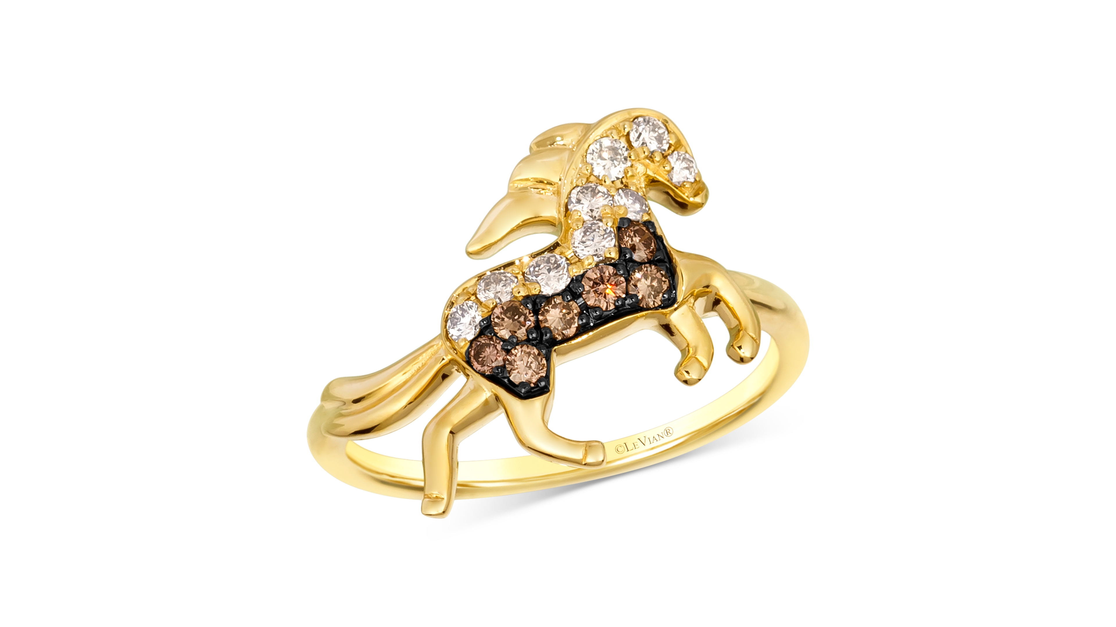 Le Vian Chocolate Diamond & Nude Diamond Horse Ring (1/3 ct. t.w.) in 14k Gold