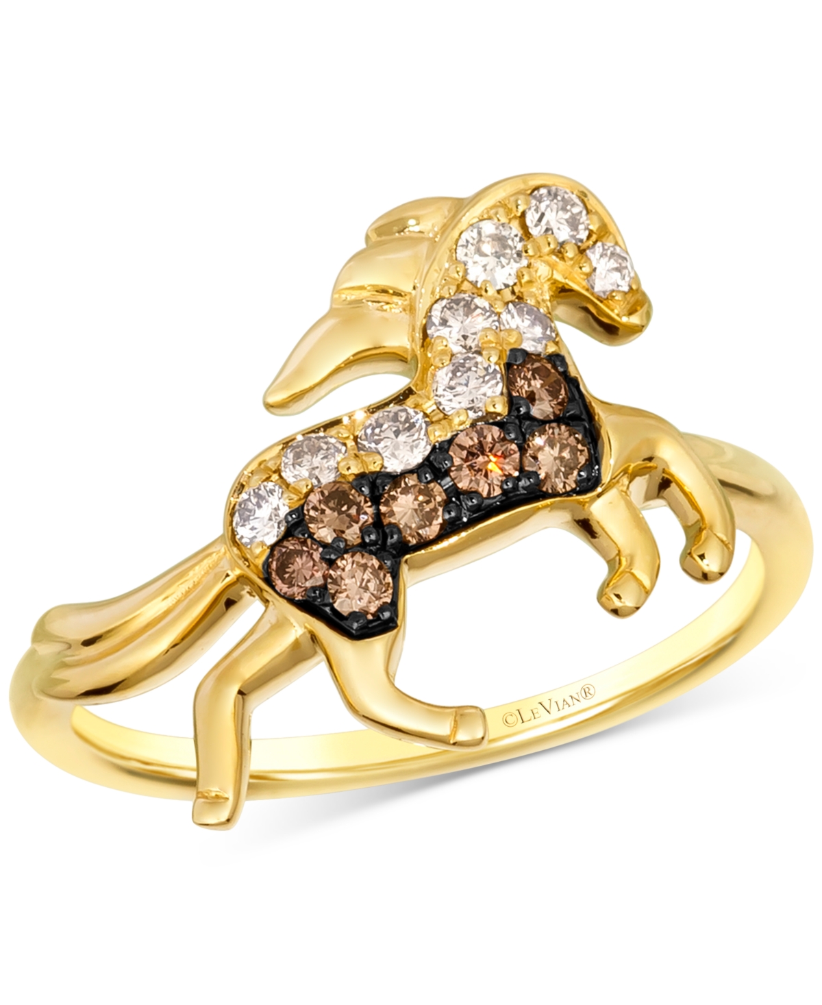 Le Vian Chocolate Diamond & Nude Diamond Horse Ring (1/3 Ct. T.w.) In 14k Gold In K Honey Gold Ring