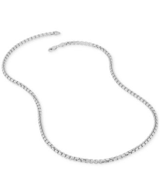 Rounded Box Link 22" Chain Necklace (4mm) in Sterling Silver