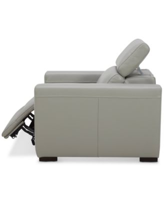 Nevio 39" Leather Power Recliner and Headrest, Created For Macy's