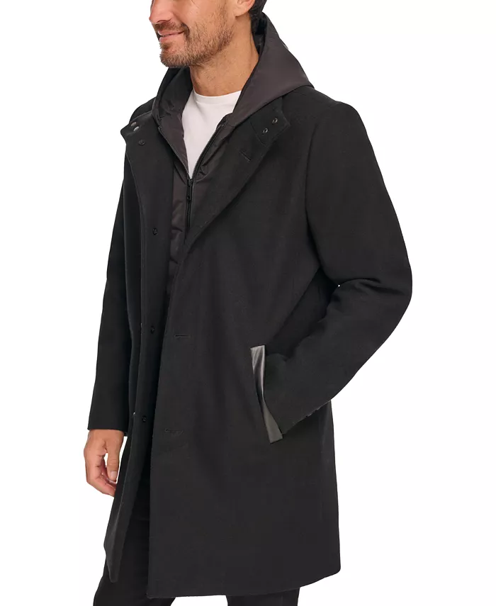 Men's Removable Hood Button Car Coat - thumbnail 10