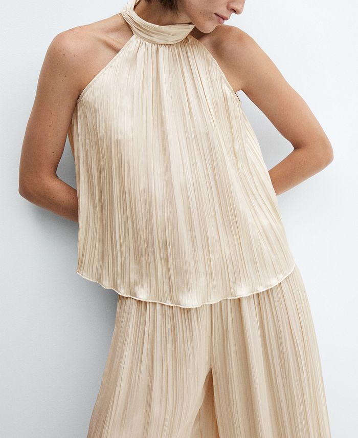 MANGO Women's Halter-Neck Pleated Top - Macy's