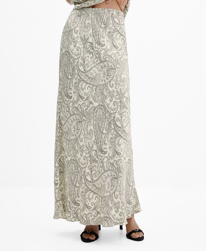 MANGO Women's Long Satin Paisley Print Skirt - Macy's