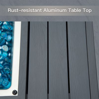 Smokeless Fire Pit Table for Outdoor Patio with Glass Wind Guard