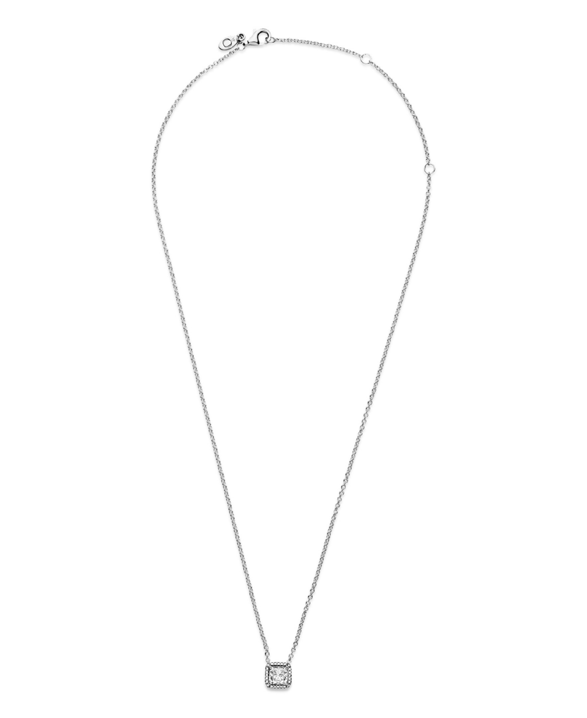 Pandora Timeless Sterling Silver Square Sparkle Cubic Zirconia Halo Necklace In Silver