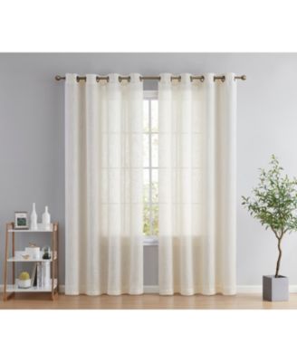 Abbey Faux Linen Textured Semi Sheer Privacy Sun Light Filtering Transparent Window Grommet Long Thick Curtains Drapery Panels for Bedroom & Living Room, 2 Panels