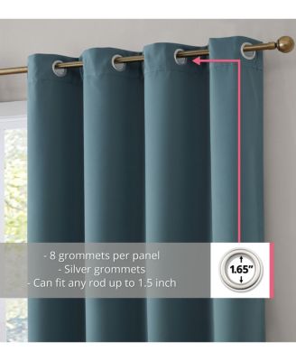 Dakota 100% Complete Blackout Lined Drapery with Double Layer Thermal Insulated Energy Efficient Window Curtain Grommet Panels, Set of 2
