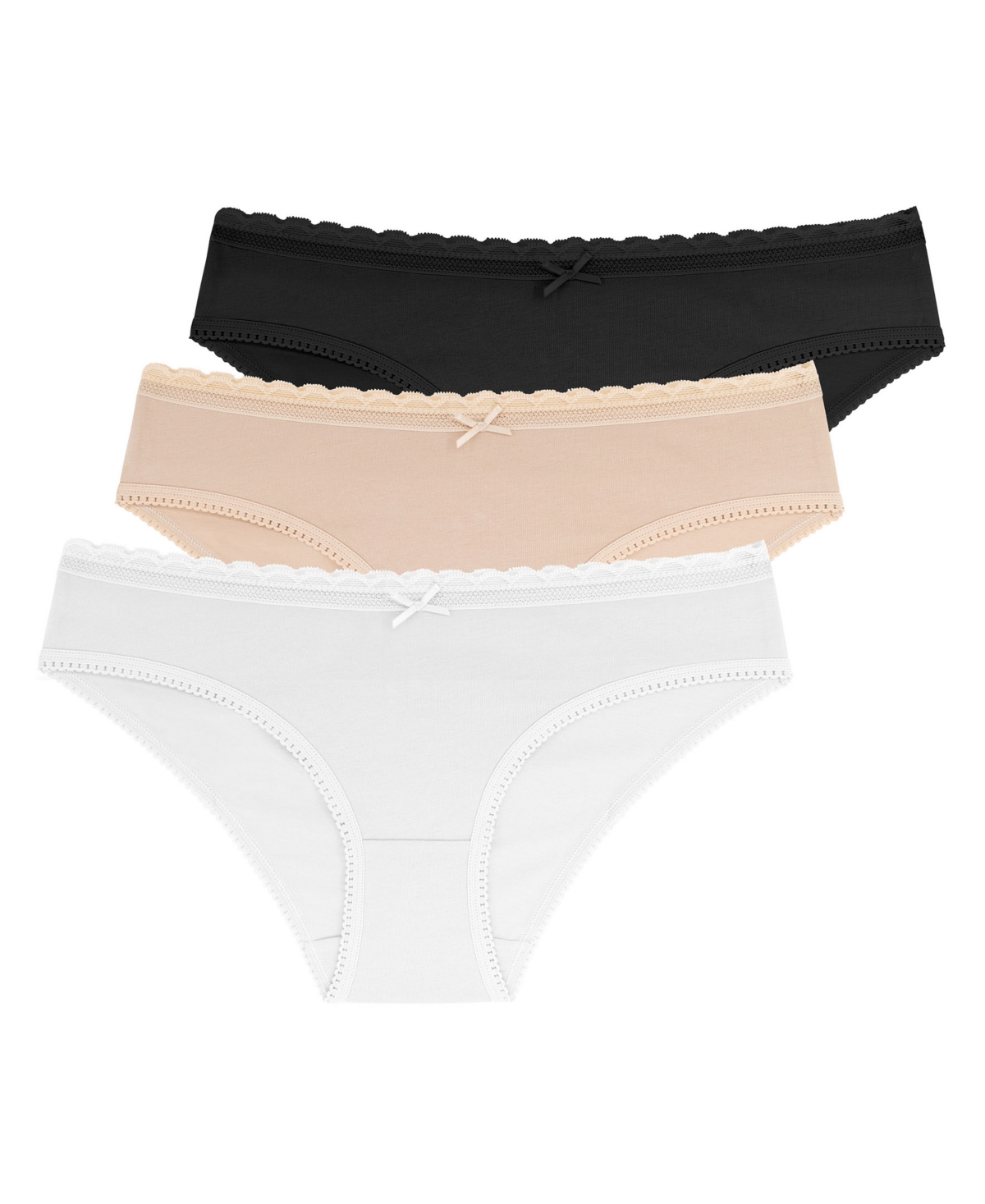 Dorina Women's Naomi 3 Pack Soft Cotton Brief Panties In Ivory,beige,black