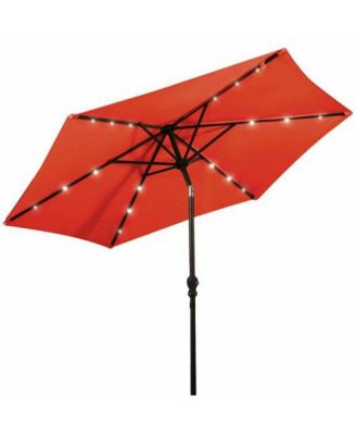 9 ft Patio Solar Umbrella LED Patio Market Steel Tilt With Crank Outdoor