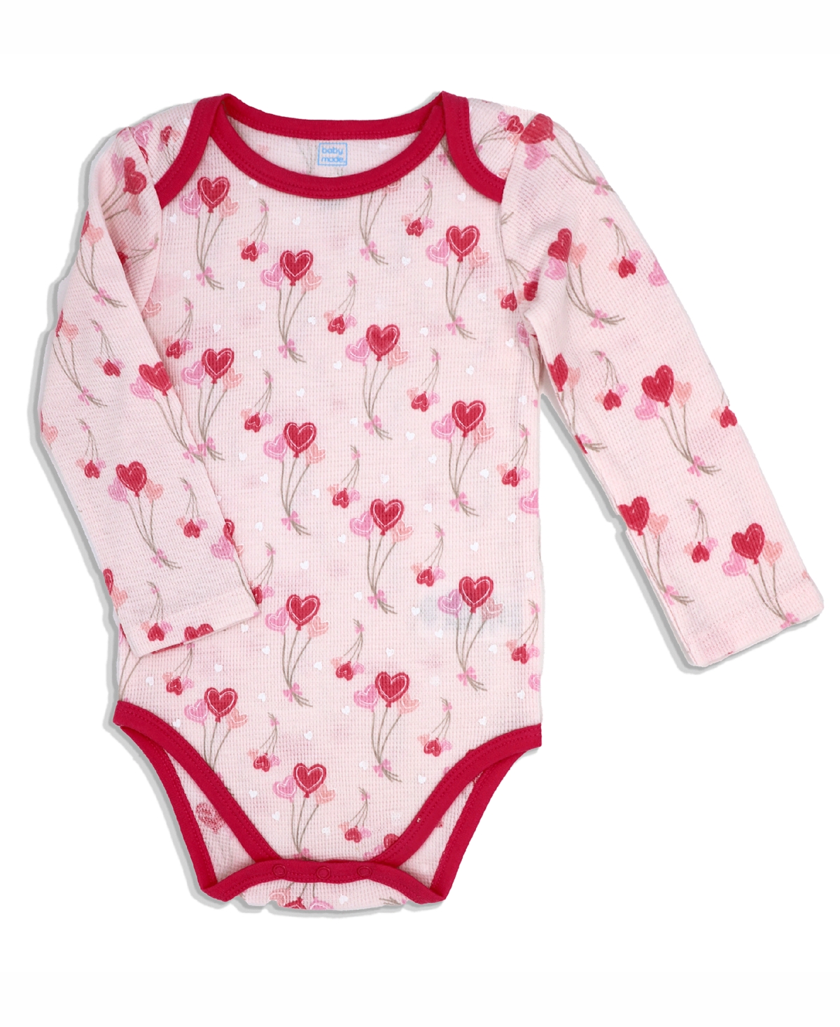 BABY MODE BABY GIRLS HEARTS BODYSUIT, PANTS AND VEST, 3 PIECE SET 