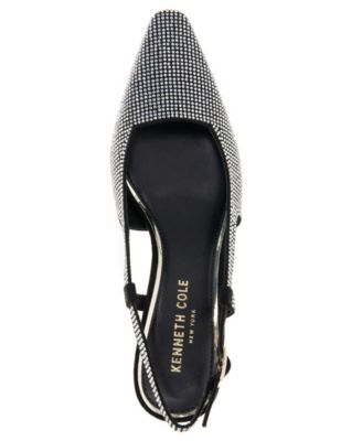 Women's Martha Crystals Kitten Heel Sling Back Pumps