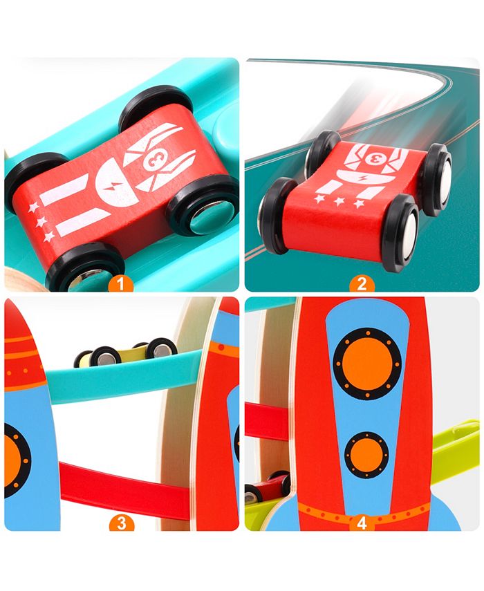 Simplie Fun Toy Car Ramp Toddler Race Track Toy with 4 Cars Ramp Racer