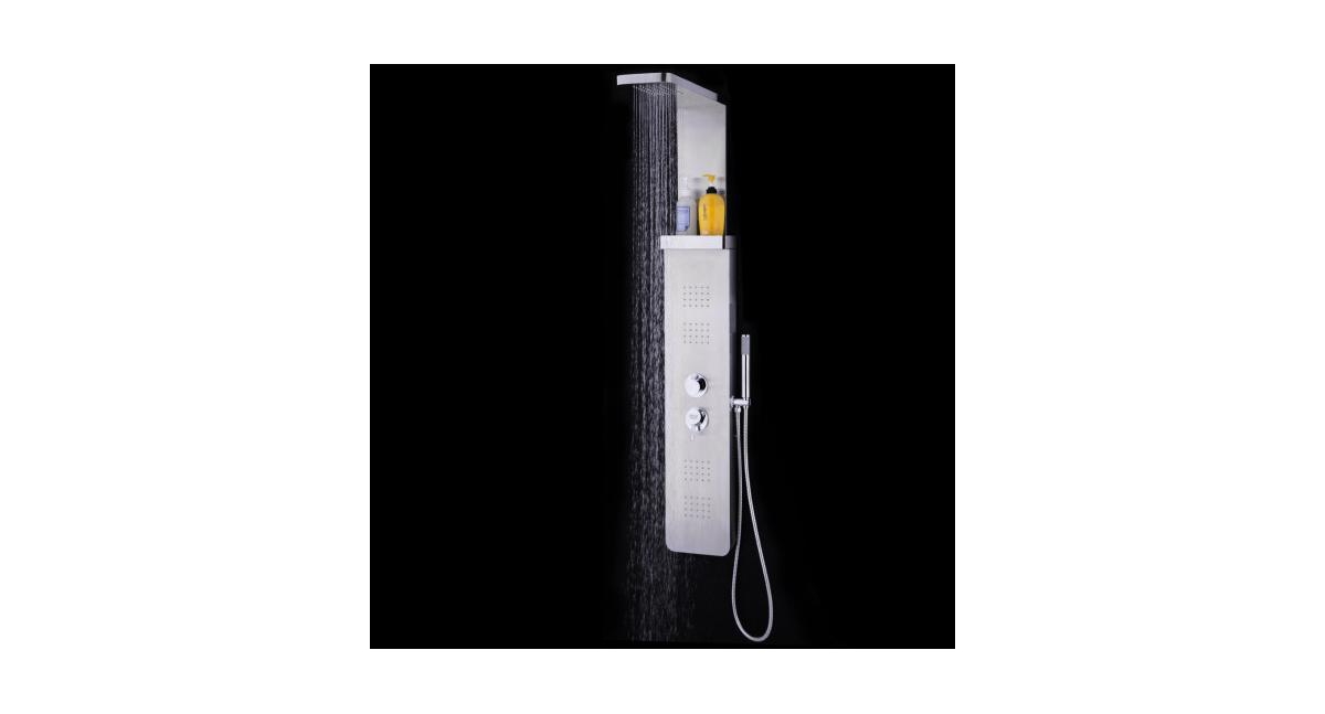 Slickblue Stainless Steel Shower Panel with Massage Jets and Hand Shower