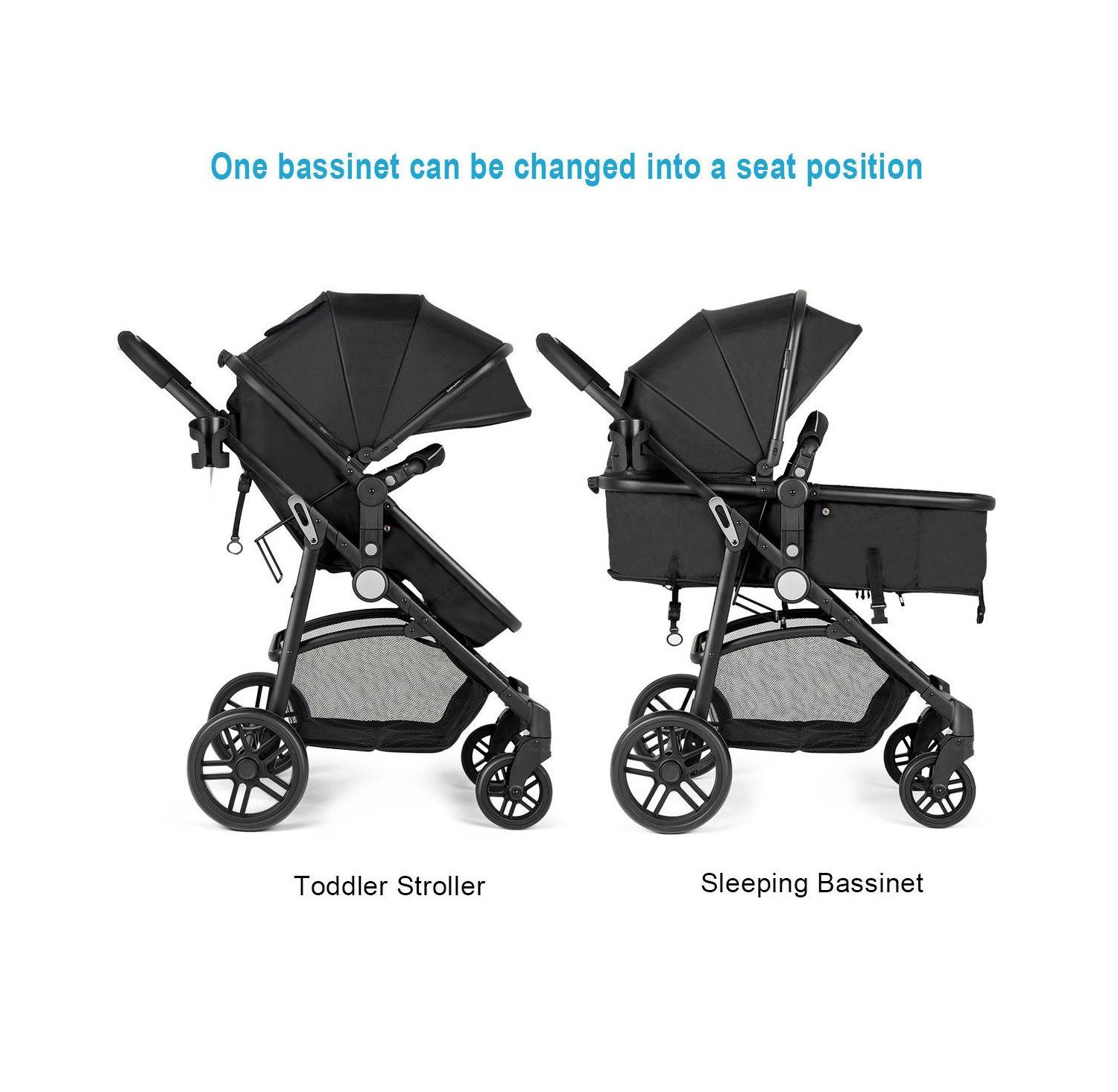 2-in-1 Baby Pushchair with Foldable Design for Newborn Infants