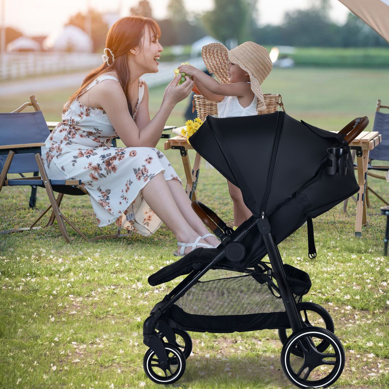 5-Point Harness Lightweight Infant Stroller with Foot Cover and Adjustable Backrest