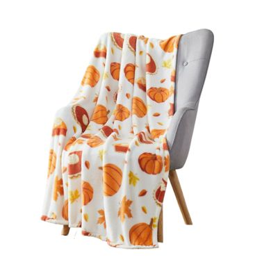 Thanksgiving Autumn Harvest Leaves & Pumpkin Pies Ultra Soft & Plush Accent Throw Blanket - 50 in. W x 70 in. L