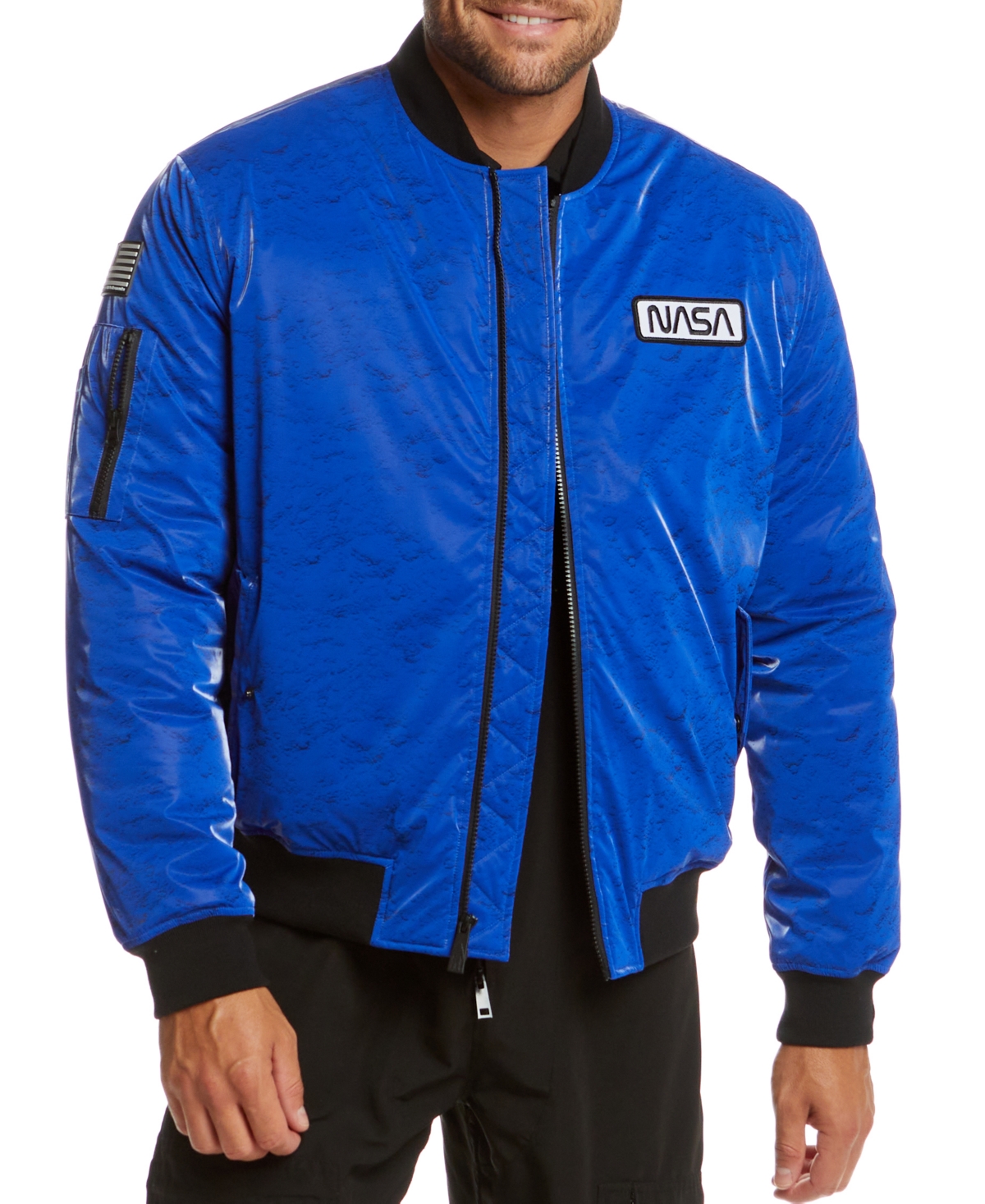 Space One Men's Nasa-inspired Bomber Jacket With Astronaut Interior In Astronaut Blue