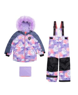 One Piece Lavender Snowsuit With Unicorns In The Cloud Print