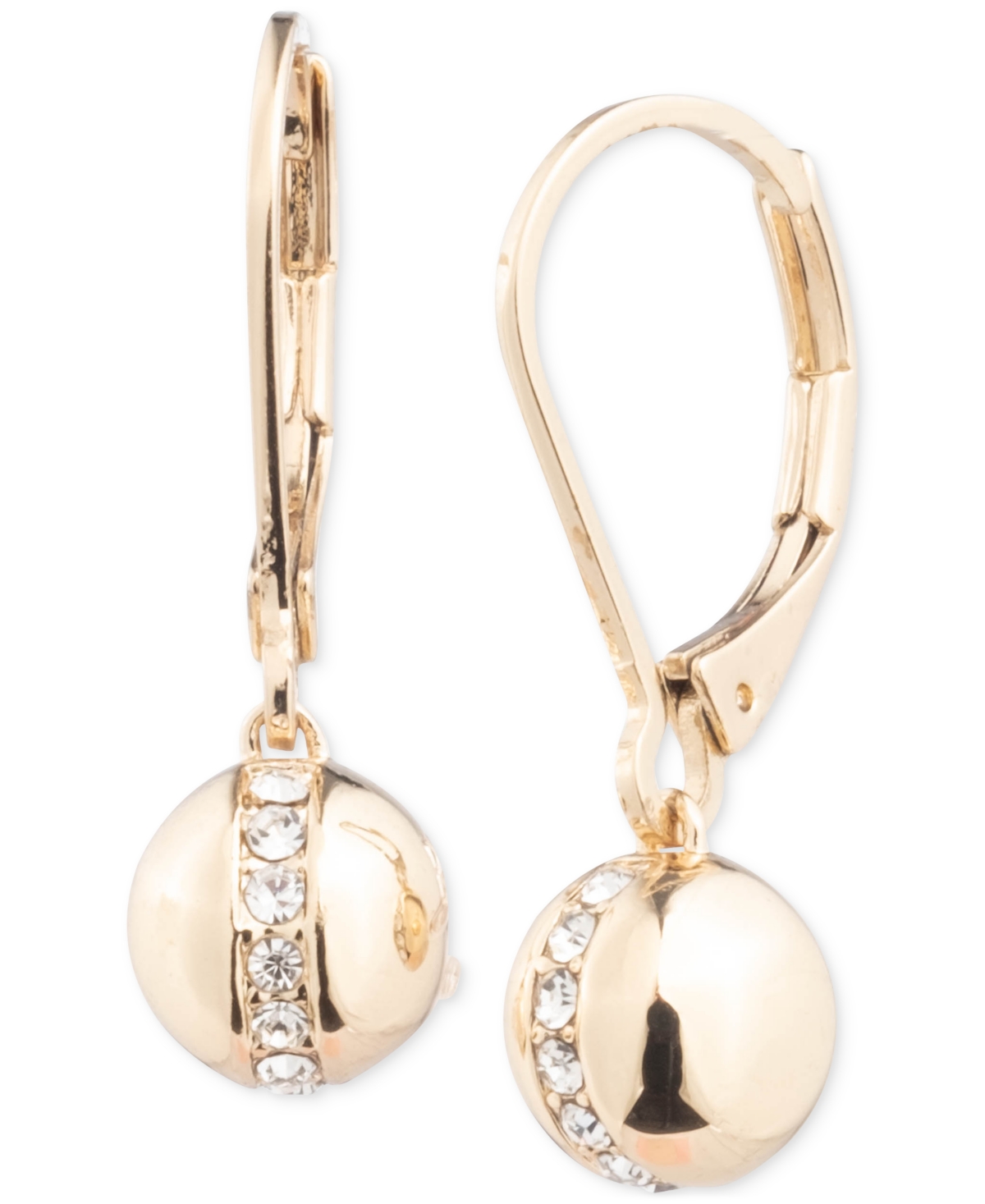 Lauren Ralph Lauren Gold-tone Pave Bead Drop Earrings In White