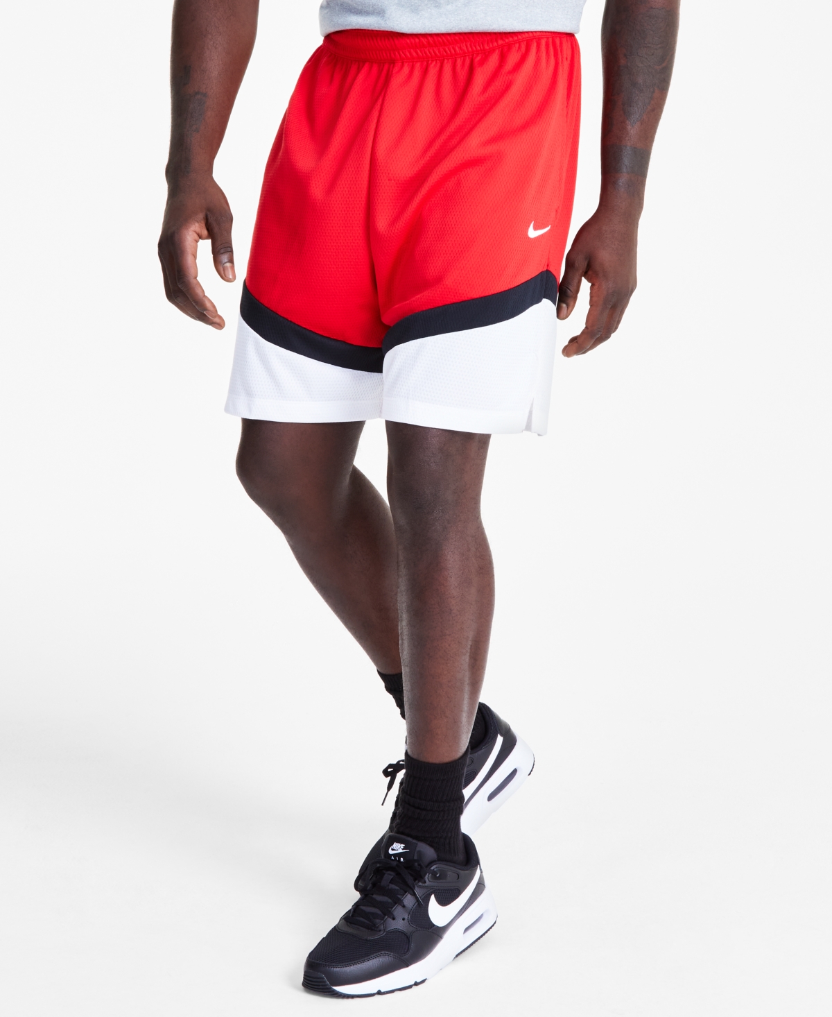 Icon Men's Dri-fit Drawstring 8" Basketball Shorts - University Red/white/black/white