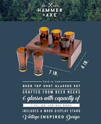 Hammer + Axe Half Yard Beer Glass With Wooden Stand, Big Tall Pint