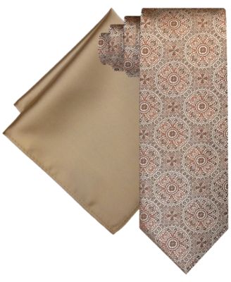 Steve Harvey - Men's Ornate Medallion Tie & Solid Pocket Square Set