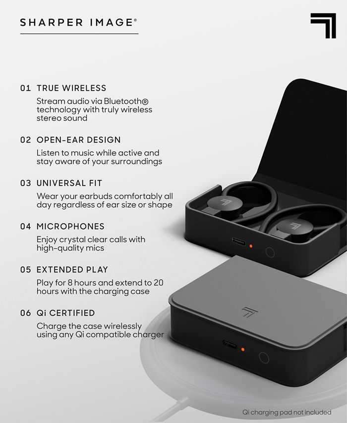 Sharper Image Sound Haven Sport True Wireless Earbuds with Qi Charging Case, Set of 3 Macy's