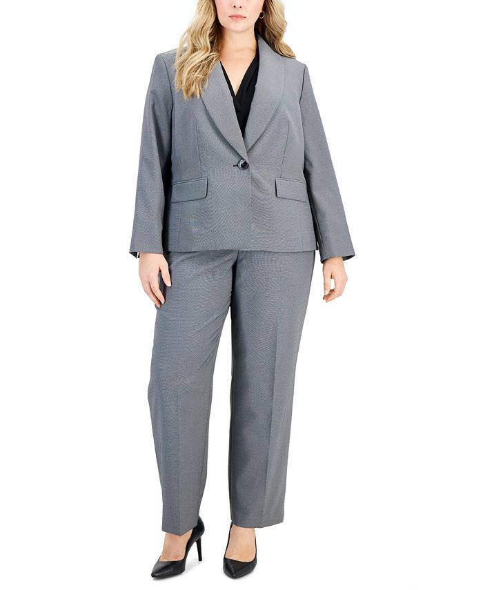 Le Suit Plus Size Shawl-Collar Single-Button Pantsuit - Macy's