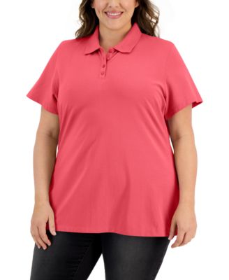 Plus size pink shop polo shirt